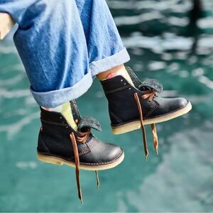 Duckfeet SØNDERBORG Boot Black Pebble Leather Wool Lined Laced Up EU40 US 9.5
